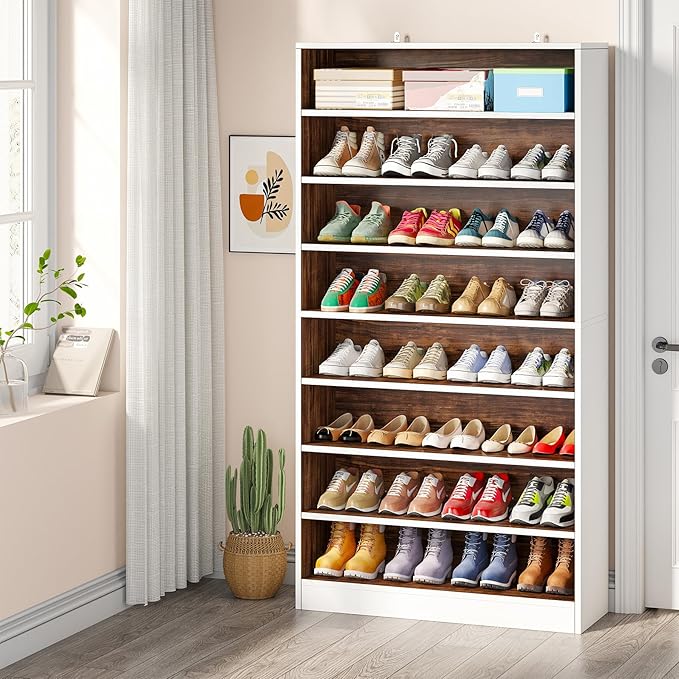 Tribesigns Tall Shoe Cabinet, 9 Tiers 40-45 Pairs Heavy Duty Wood Freestanding by Tribesigns