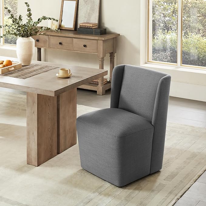 Dining Chairs with Casters No Assembly Upholstered Wingback Single Sofa Armless - Image 2
