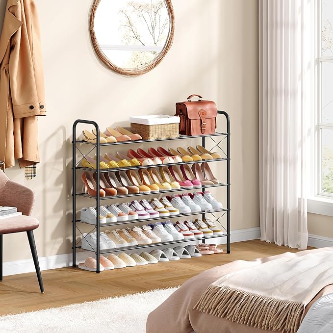 Hoctieon 5 Tier Mesh Style Shoe Rack, Entryway Shoe Shelf, Shoe Storage - Image 5