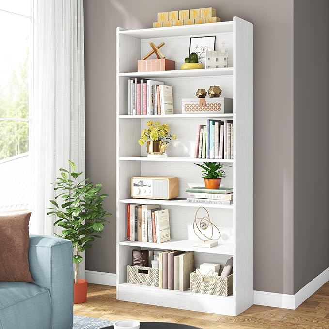 Tribesigns 78-inch Tall Bookcase, Modern 7-Tier White Library Bookshelf by Tribesigns