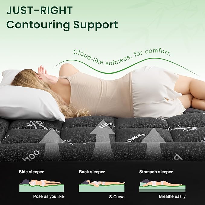 Love's cabin King Size Mattress Topper, Rayon Derived from Bamboo, 900 GSM - Image 3