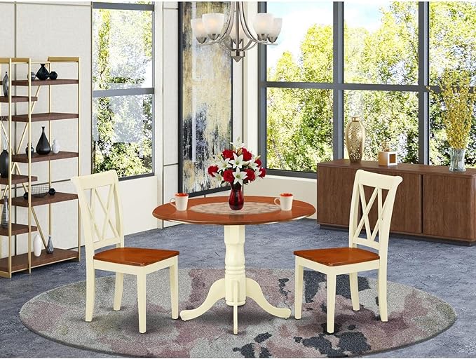 East West Furniture DLCL3-BMK-W 3 Piece Dinette Set - Image 7