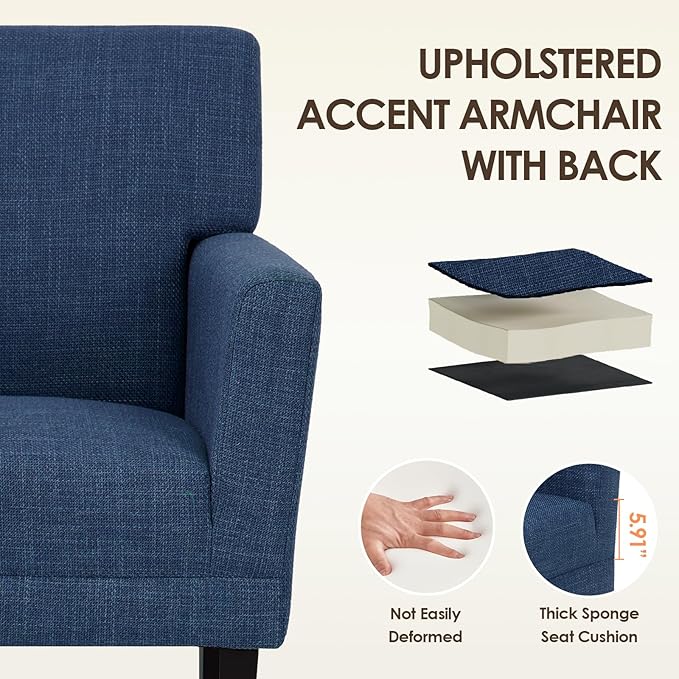 COLAMY Accent Chair Set of 2 for Living Room, Modern Upholstered Fabric Accent - Image 5