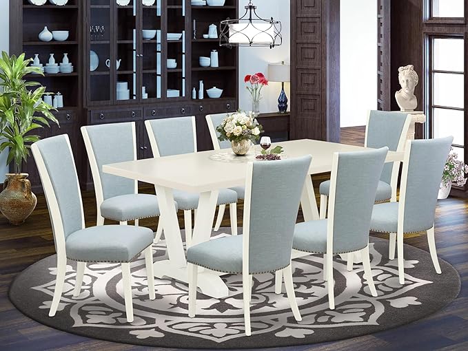 East West Furniture V027VE215-9 9 Piece Dining Room Set Includes a Rectangle - Image 2