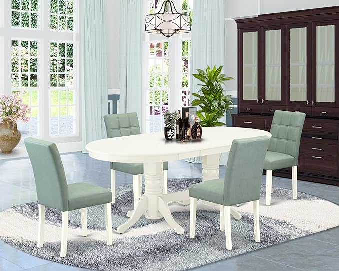 East West Furniture VAAS5-LWH-43 5 Piece Kitchen Table Set contain A Wooden - Image 2
