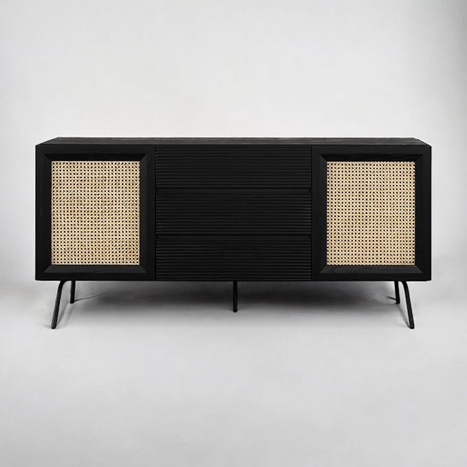 NTC MOSSIC Sideboard with 2 Doors and 3 Drawers, Buffet Cabinet with Natural - Image 8
