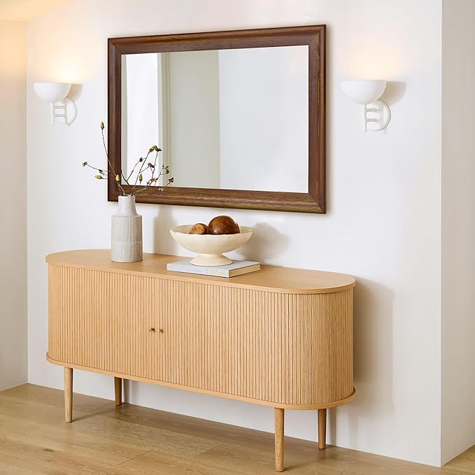 CULER Rustic Wood Wall Mirror for Bathroom, Rectangle 24 x 36 inch Hanging - Image 6