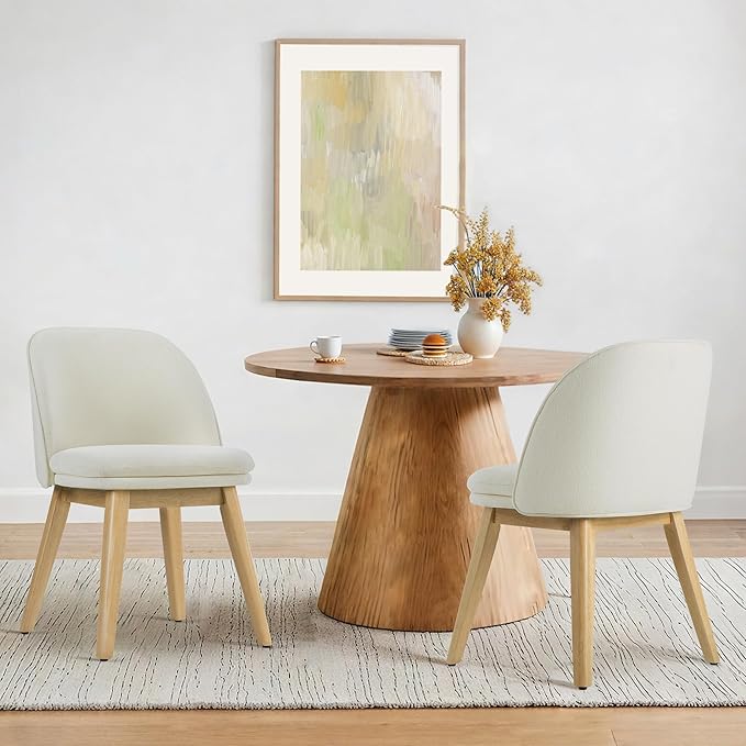 Wooden Dining Chairs Set of 4, Fabric Upholstered Modern Dining Room Chairs - Image 7