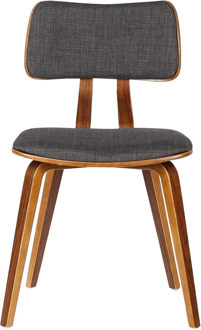 Armen Living Jaguar Mid-Century Dining Chair in Walnut Wood and Charcoal Fabric - Image 3