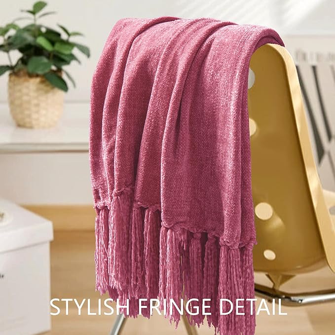 Chenille Throw Blanket for Couch 60"X 80" Twin, Soft Cozy Throws - Image 3