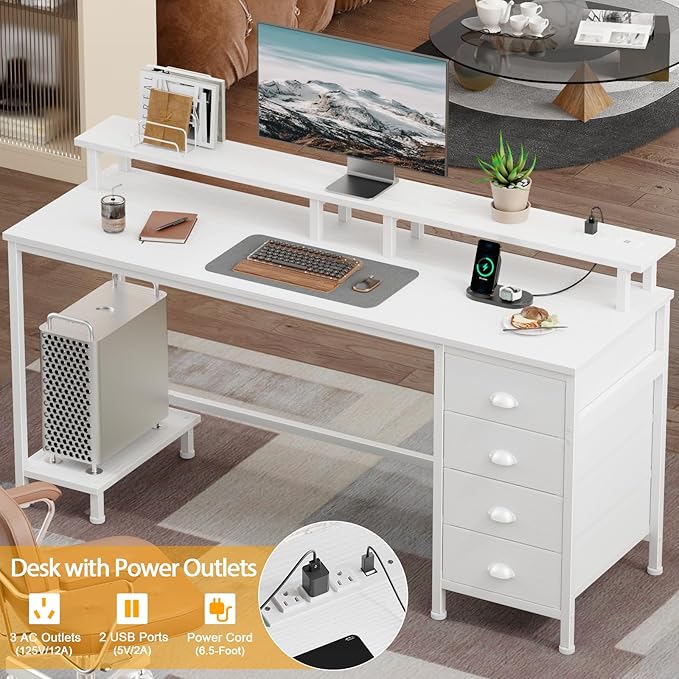 Furologee 55" White Computer Desk - Image 5