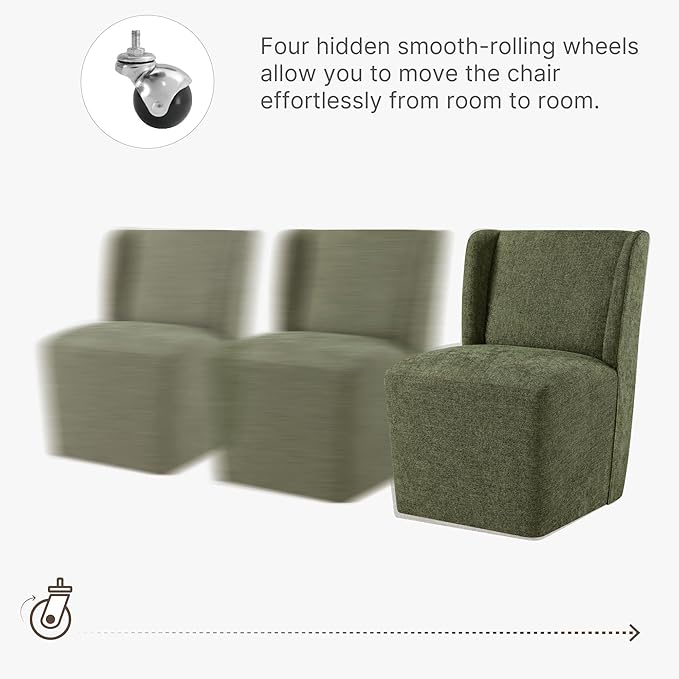 Dining Chairs with Casters Require Assembly Upholstered Wingback Single Sofa - Image 4