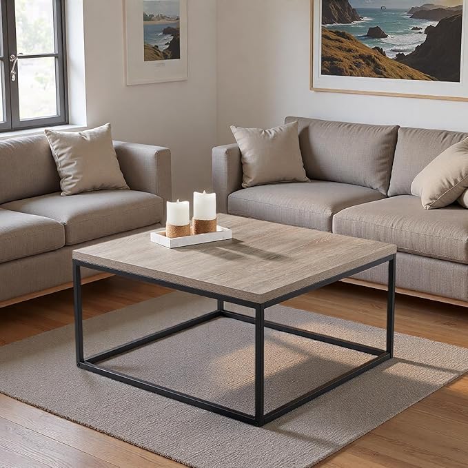 CENSI 30"x30" Grey Wash Accent Coffee Table Ottoman - Image 3