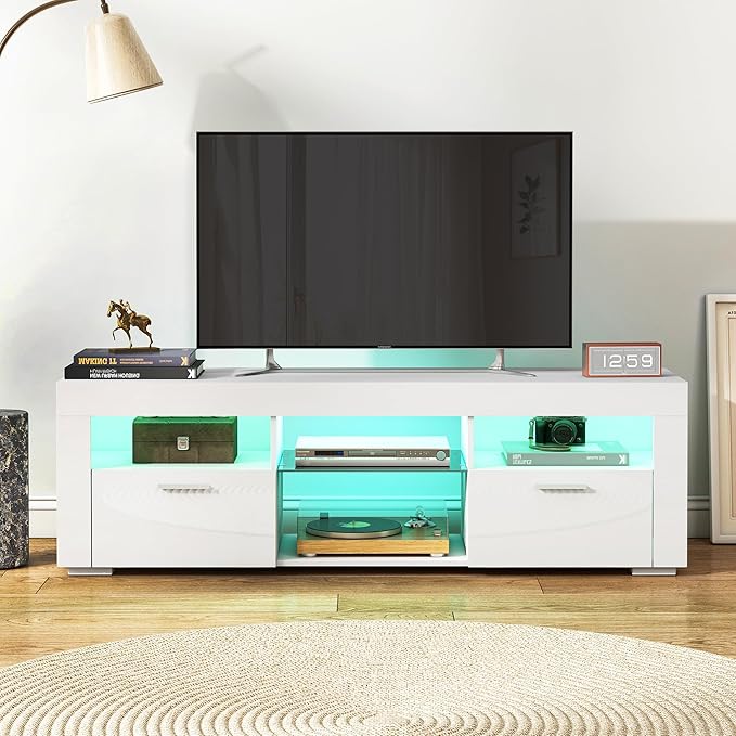 White TV Stand for 50/55 Inch, Entertainment Center - Image 7