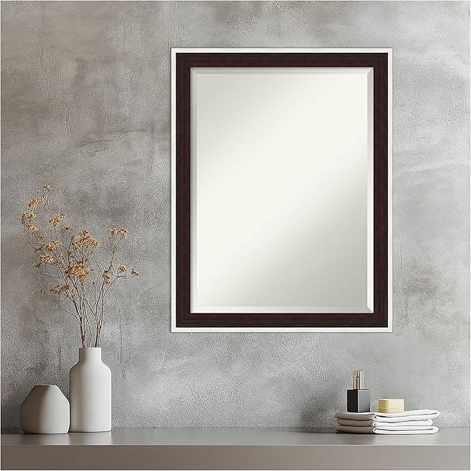 Amanti Art Wall Mirror 27x21 Maya Espresso Silver Rectangle Bathroom Mirror - Image 6