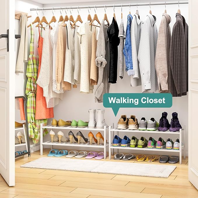 White Shoe Rack for Entryway, 2 Tier Shoe Organizer for Hallway Closet - Image 4