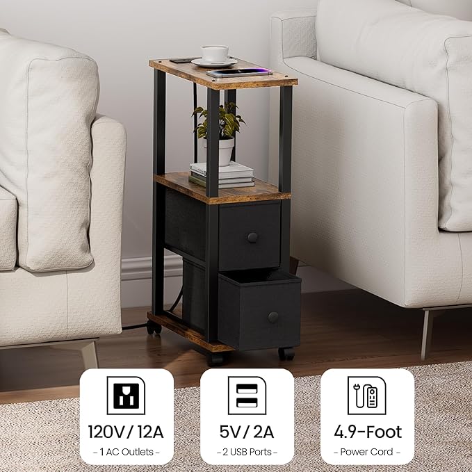 TUTOTAK Small Narrow End Tables, Side Tables - Image 5