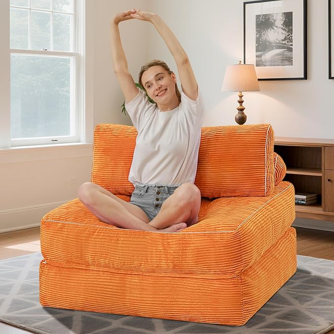 HABUTWAY Folding Sofa Bed, Convertible Sleeper Chair Bed w/Dual-Pillow & Handle - Image 3