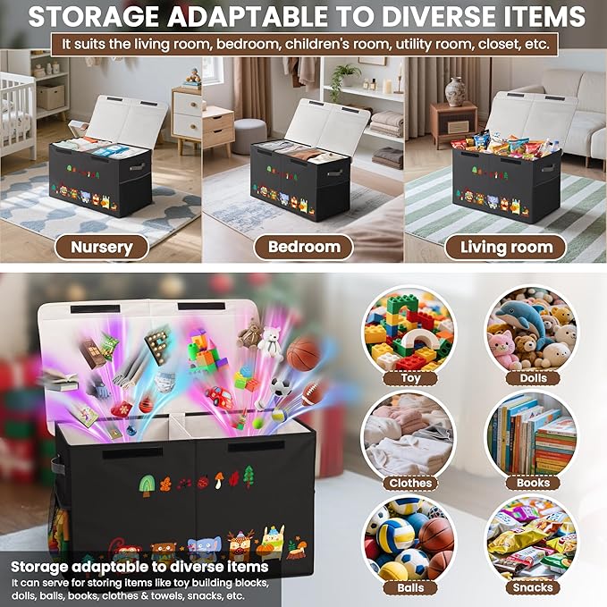 80L Large Toy Storage Box with Lid, Large Toy Box Chest - Image 5