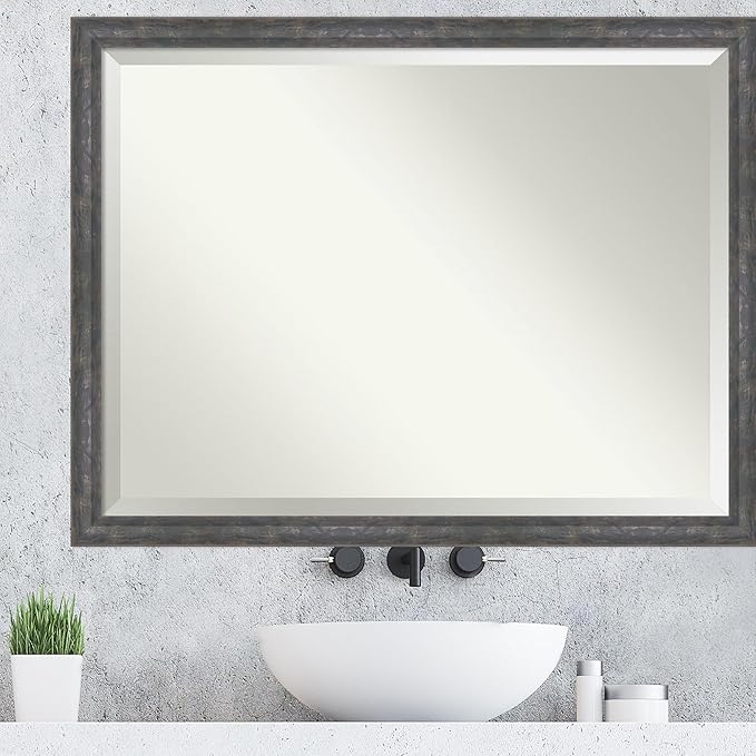 Amanti Art Grey Wall Mirror 33x43 Angled Metallic Rainbow Rectangle Bathroom - Image 5
