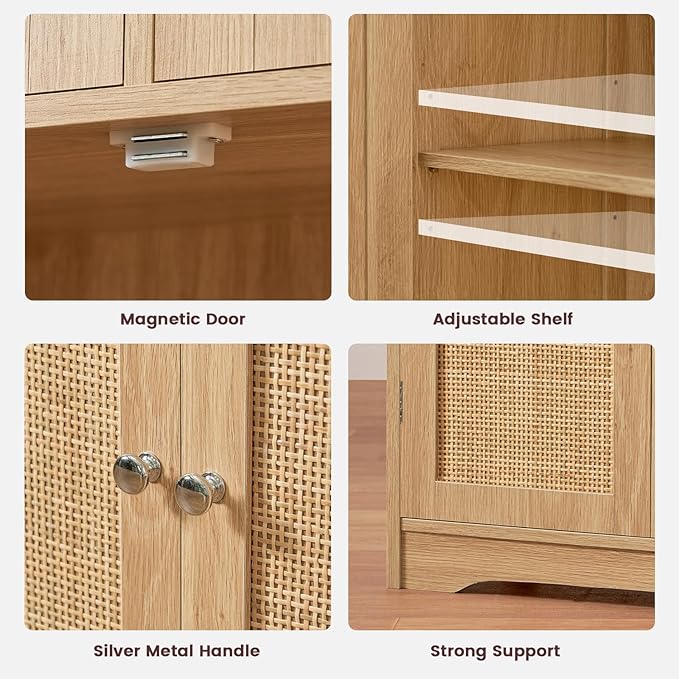 Iwell Tall Storage Cabinet, Rattan Cabinet - Image 8