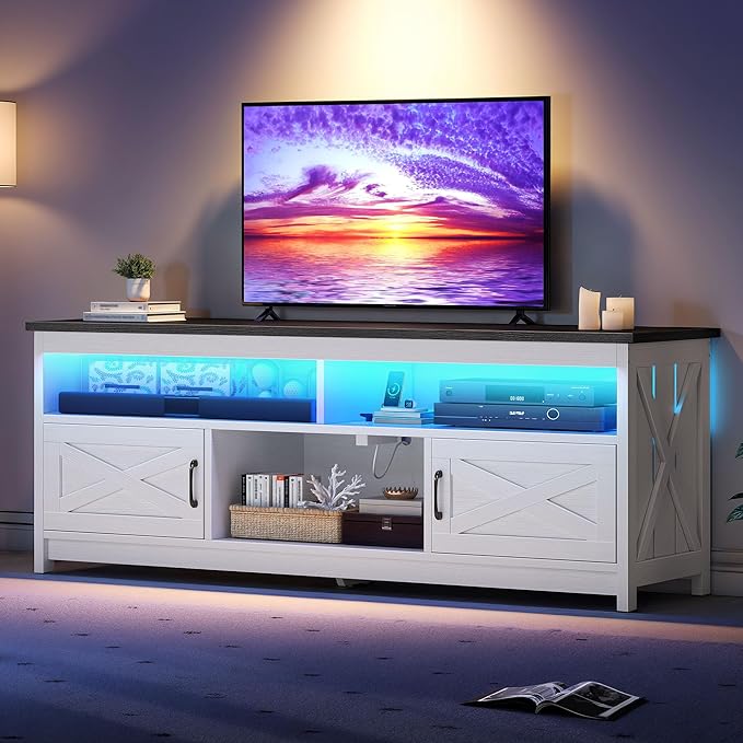 YITAHOME Farmhouse TV Stand for 65/75 Inch Television, LED Entertainment Center - Image 7