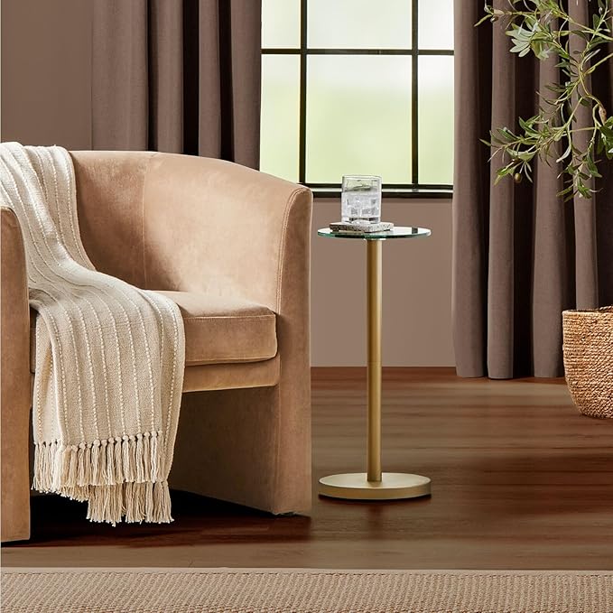 mDesign Glass Top Side/End Drink Table - Image 2