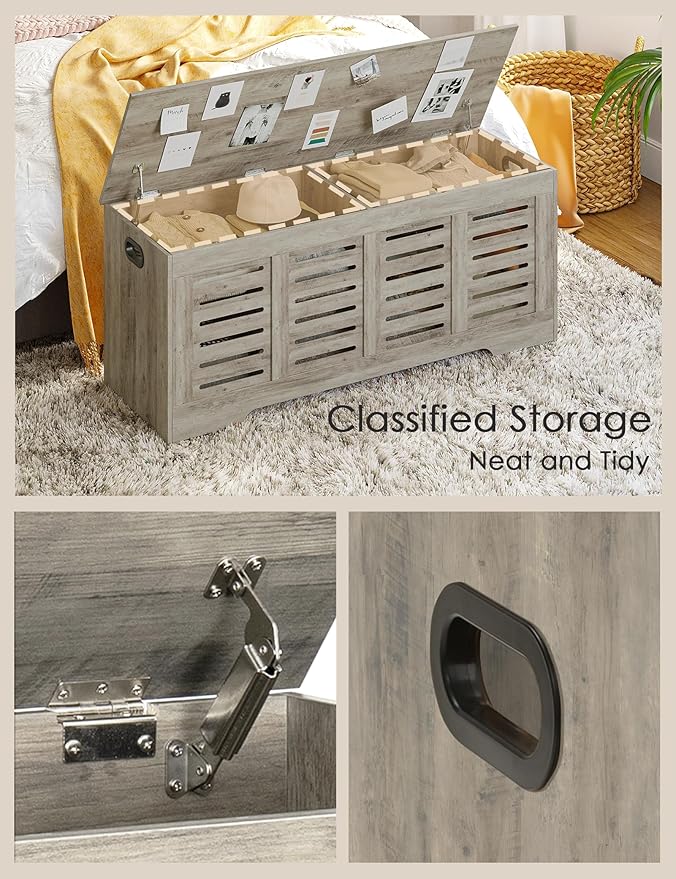 DINZI LVJ Storage Chest, 47.3” Wooden Toy Box - Image 8