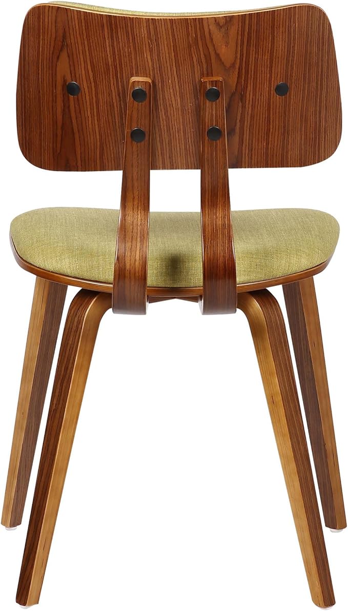 Armen Living Jaguar Mid-Century Dining Chair in Walnut Wood and Green Fabric - Image 5