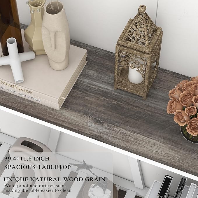 Farmhouse Console Table for Entryway, 39.3 Inch Sofa Table - Image 4
