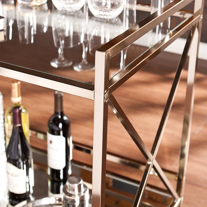 SEI Furniture Maxton Metallic Open Shelf Bar Cart - Image 4