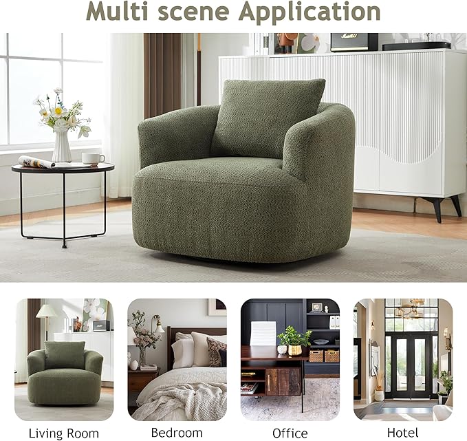 Merax Modern Cozy Chenille 360° Swivel Sofa Chair w/a Throw Pillow, 38.2" - Image 5
