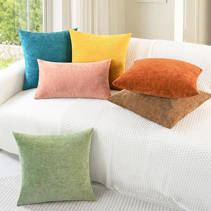 CaliTime Throw Pillow Covers Decorative 22 X 22 Inches Pack of 2 Cozy Chenille - Image 4