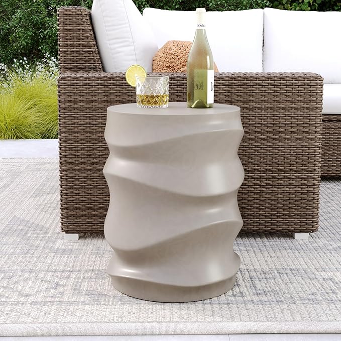 COSIEST Set of 2 Outdoor Side Table, 2 Pieces Concrete Table - Image 7