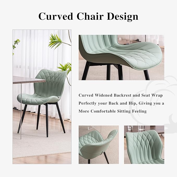 YOUNIKE Dining Chairs Set of 2, Upholstered Faux Leather Dining Room Chairs - Image 4