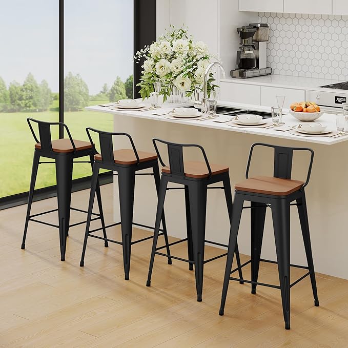 Yongchuang 24" Metal Barstools Set of 2 Counter Bar Stools - Image 7