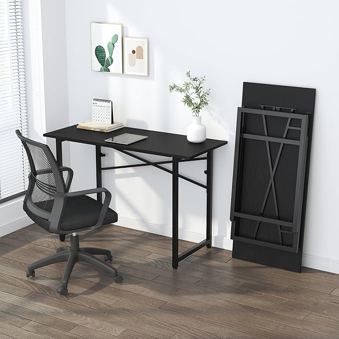 Folding Computer Desk 47 inch Writing Gaming Computer Camping Table, No - Image 8