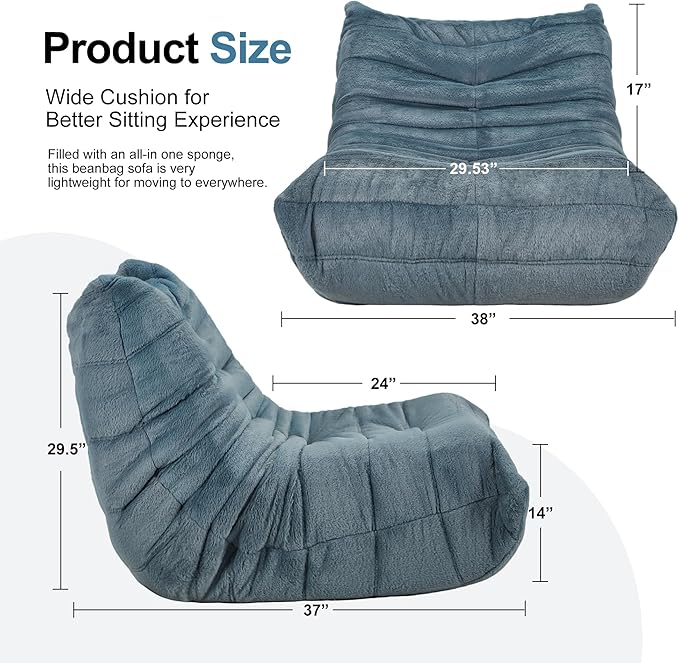 Bean Bag Chairs for Adults Giant Bean Bag Chair Memory Foam BeanBag Chair Big - Image 2