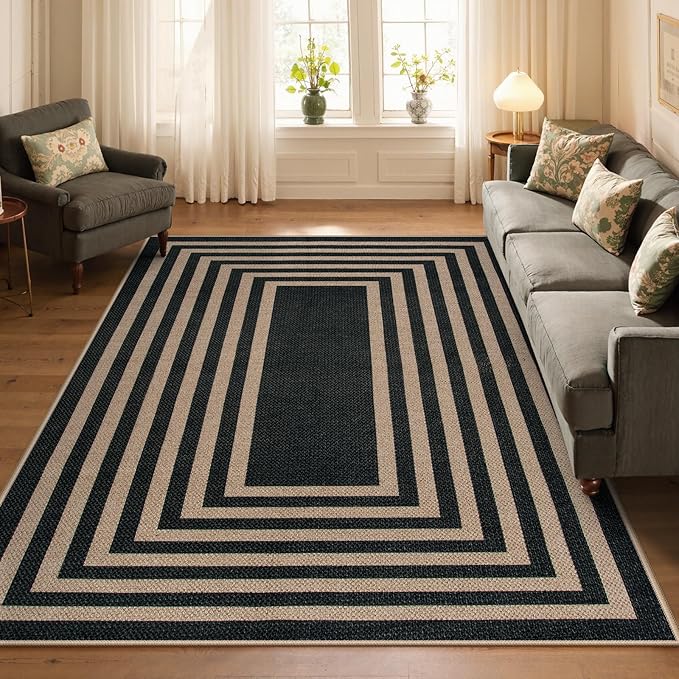 Lahome Modern Geometric Easy Jute Outdoor Rug, 5x7 Patio Living Room Rug Large - Image 8