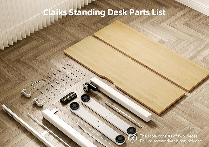Claiks Bamboo Electric Standing Desk, Adjustable Height Stand up Desk, 40x24 - Image 8