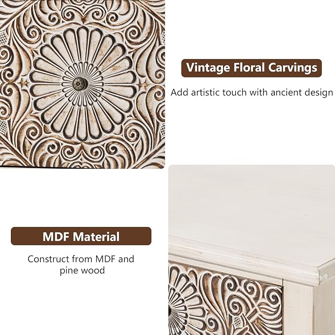 COSIEST Bedside Table Set of 2, Wood Nightstand, Farmhouse End Table - Image 6