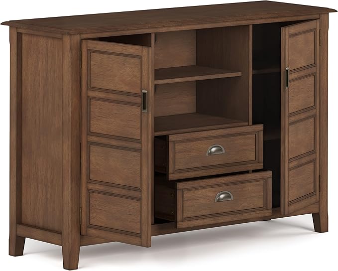 SIMPLIHOME Burlington SOLID WOOD 54 Inch Wide Transitional TV Media Stand in - Image 3