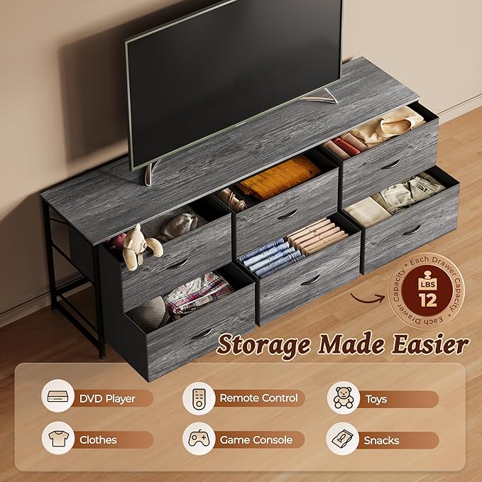 Huuger 63 Inch Long Dresser for Bedroom, Wide TV Stand for 55, 70 Inch TV - Image 6