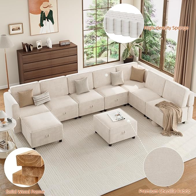 Modular Sectional 9-Seat Sofa, L Shaped Sectional Couch - Image 5