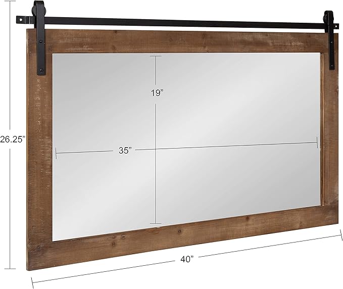 Kate and Laurel Cates Farmhouse Horizontal Wood Framed Wall Mirror, 40 x 26 - Image 6