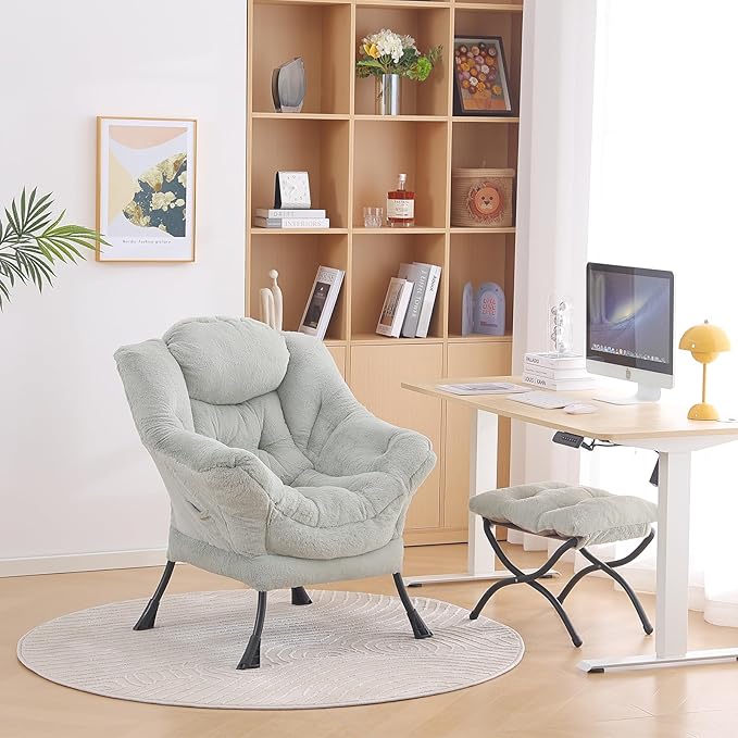 LITA Lazy Chair with Ottoman, Modern Accent Leisure Upholstered Sofa Chair - Image 9