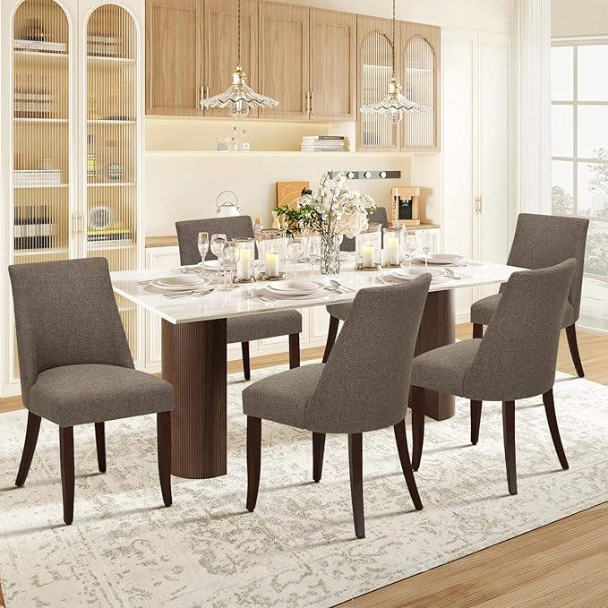 COLAMY Upholstered Dining Chairs Set of 6, Mid Century Modern Kitchen Chairs - Image 2