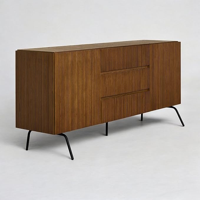 NTC Veil Sideboard with 2 Doors and 3 Drawers, Buffet Cabinet with Vertical by NTC