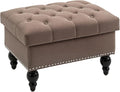 HOMCOM Ottoman with Storage for Living Room, Button-Tufted Fabric Bench for by HOMCOM