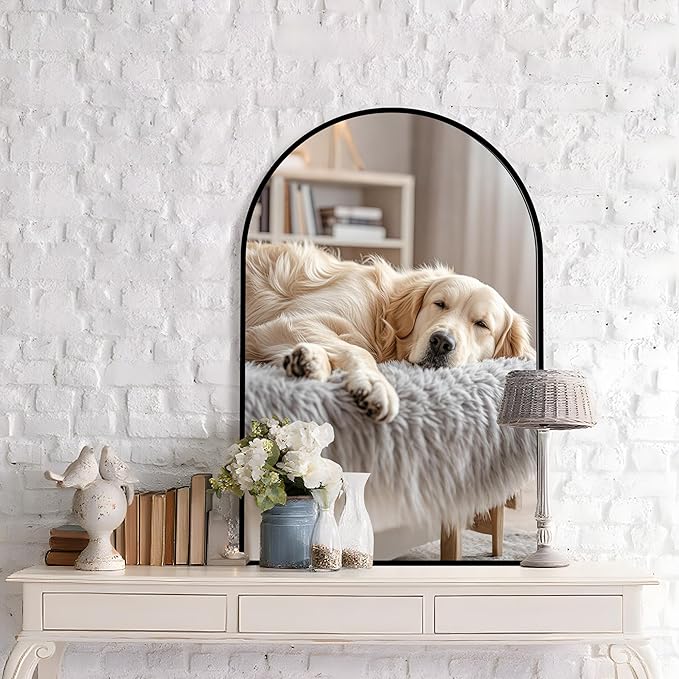 Arched Wall Mirror 20"X30", Modern Farmhouse Mirror Wall Mounted, Curved Arch by PUZONJIG